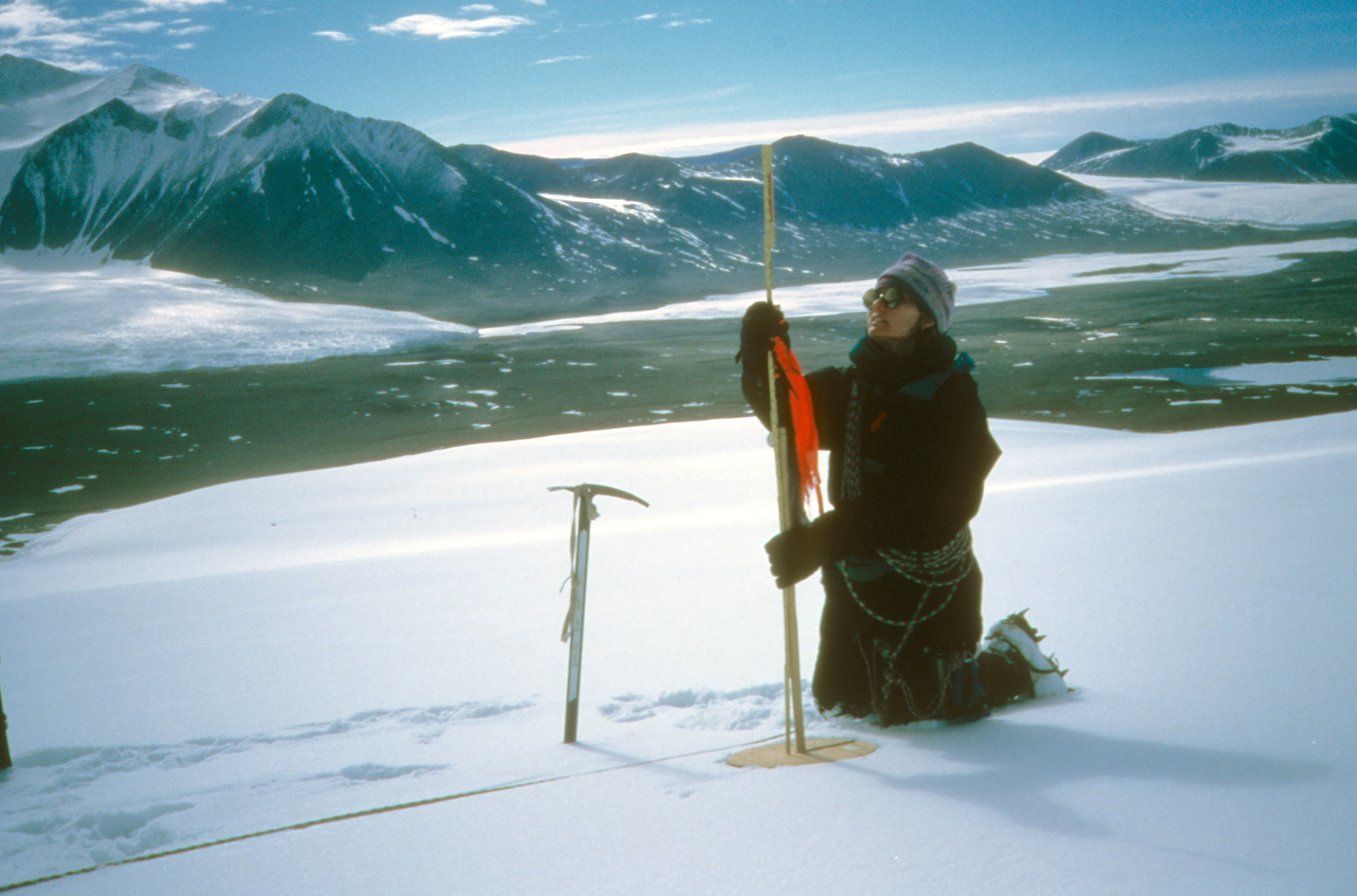 Me taking measurement for glacier mass balance